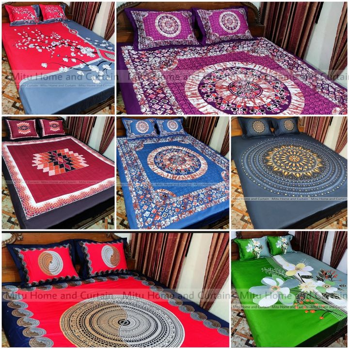 King%20Size%20Full%20Panel%20Bedsheet%20With%20Pillow%20Cover%20Chador%20Set%207.5%C3%978.5%20Feet%20Full%20Cotton%20Fabric%20%20light%20green%20,cream%20,%20purple%20%20%20-%20bed%20sheet%20home%20tex%20-%20Image%205