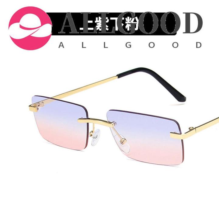 Square small frame ocean lens sunglasses metal rimless trendy