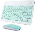 Wireless Keyboard and Mouse Set: Compact Bluetooth Keyboard (Rechargeable) with Matching Mouse. English Ergonomic Design for a Comfortable Experience on iPad, Tablets, Phones, Laptop, Android, iOS, and Windows. 