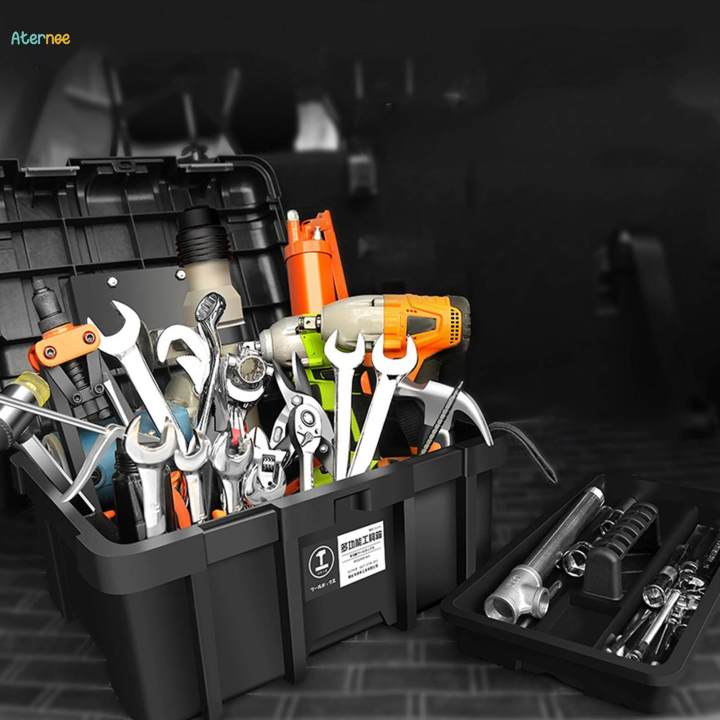 Tool Box Large Space Lightweight Durable with Lid Hammer Handy Tools Electrician Repairs Box Repair Tool Storage Case for Garage Home Trunk , 41cmx33cmx21.5cm