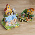 3D Stereo Puzzle Cartoon House Castle Building Model DIY Handmade Early Learning Educational Toys.