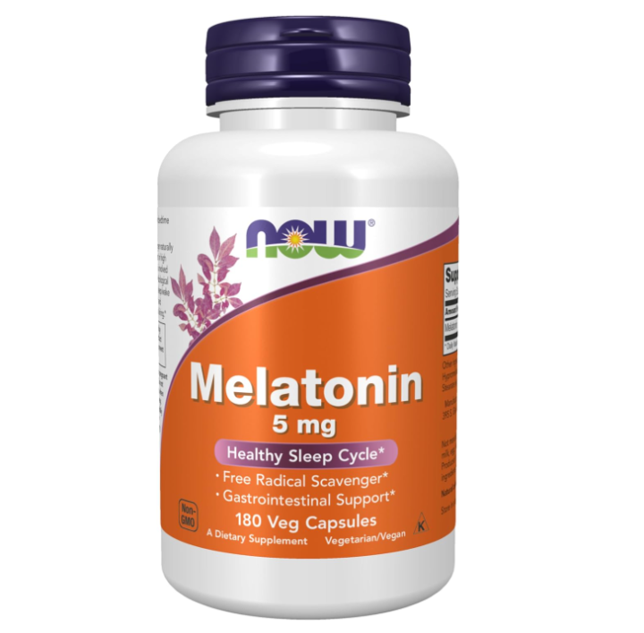 NOW Foods Supplements, Melatonin 5 mg, Free Radical Scavenger*, Healthy Sleep Cycle*, 180 Count