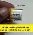 600mAh 602025 Bluetooth Headphone Battery 3.7V Rechargeable Lipo Battery - Powers Bluetooth Headsets, Smart Watches & More. 