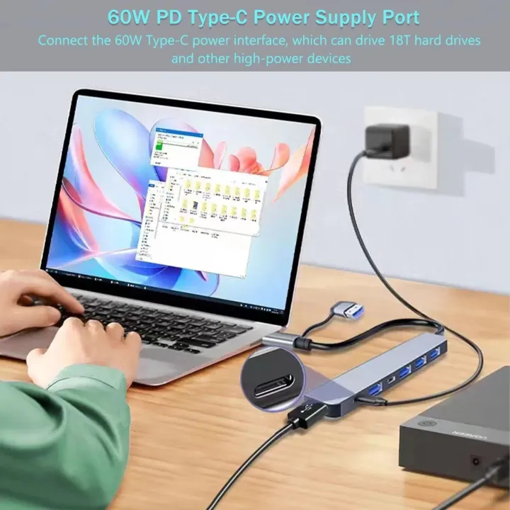 7%20IN%201%20USB%20C%20HUB%20Type%20C%20Splitter%20Thunderbolt%203%20Docking%20Station%20Laptop%20Adapter%20With%20For%20Macbook%20Air%20M1%20iPad%20Pro%20RJ45%20HDMI%20-%20Image%203