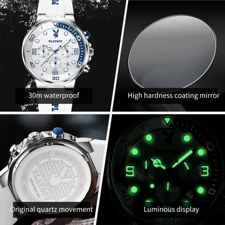 PLAYBOY%20Luxury%20Watches%20For%20Men%20Fashion%20Silicone%20Strap%20Waterproof%20Sport%20Chronograph%20Quartz%20WristWatch%20Smart%20Clock%20With%20Date%20-%20Image%202
