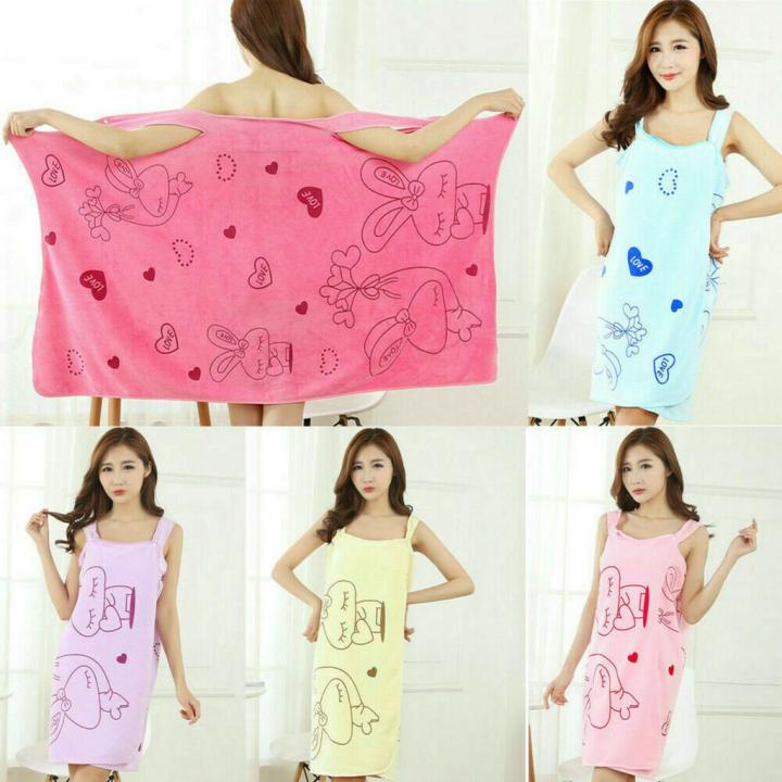 Women Bathrobe & Wearable Towel Dress | Terry Cloth Kimono Robe for Bathroom, Beach & Spa