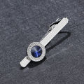 European and American fashion trend men Blue Stone Silver Metal tie clip. 