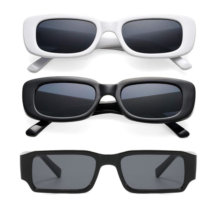 Retro Fashion Rectangle Sunglasses UV 400 Protection Wide Frame