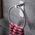 Towel Ring/Hand Towel Holder - Self Adhesive Round Towel Rack Hand Towel Bar for Bathroom, Stainless Steel Black. 