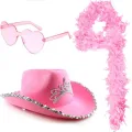 Happy styles Pink feather hat Eye catching Feathered Fancy dress decor Glaeese set Western style Love tour Concert fancy dress for Concerts Parties Festivals Cosplay events Costume parties Women. 