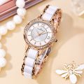 New Women Watch Luxury Diamond Rose Gold Dress Watches For Women Waterproof Fashion Resin Ceramic Female Watch Zegarek Damski. 