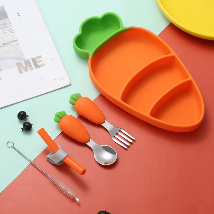 %E3%80%90NEW%E3%80%91%20Children%20Silicone%20Dinner%20Pate%20Carrot%20Bowl%20Stainless%20Steel%20Fork%20Spoon%20Tableware%20Set%20Baby%20Food%20Supplementary%20Meal%20Plate%20Baby%20Stuff%20-%20Image%204