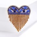 Trendy Rhinestone Love Brooches for Women Couple 9-color Tassel Heart Valentine's Day Brooch Pins Gifts.