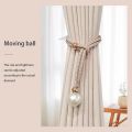 Showkanbay 1pcs Curtain Rope Tiebacks Curtain Tiebacks with Pearls Decorative -Curtain Tiebacks for Drapes Home Office Artistic Decorcurtain (Beige).
