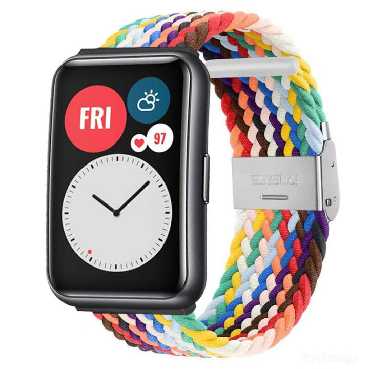 Nylon%20Braided%20Watch%20Strap%20for%20Huawei%20Watch%20Fit%202%20Elastic%20Loop%20for%20Huawei%20Watch%20Fit%20Adjustable%20Band%20Bracelet%20Metal%20Connector%20-%20Image%203
