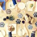 10 Pcs Dog Paw Shaped Painting Coasters Kits DIY Pet Paw Painting Coasters With Holder. 