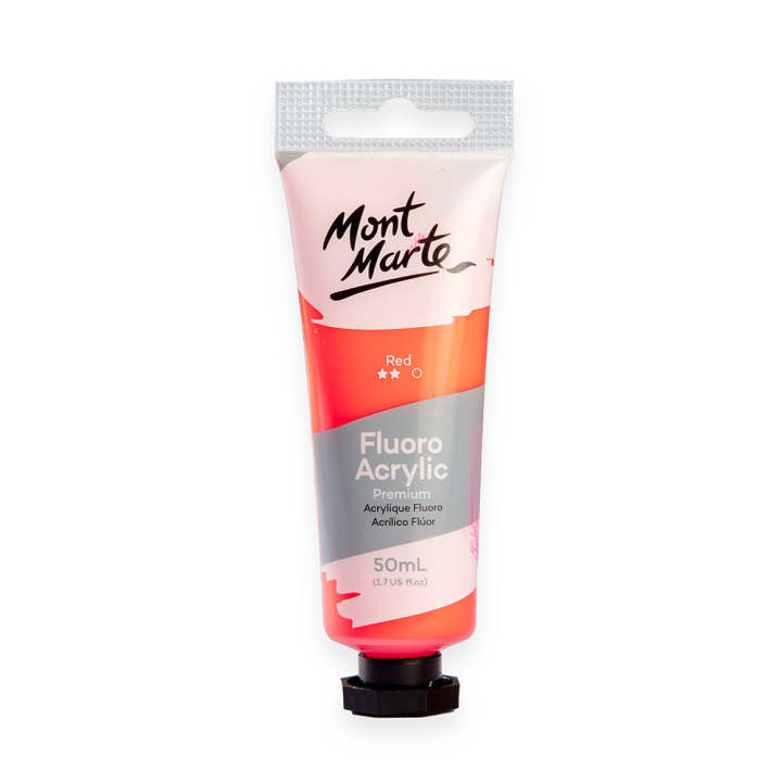 Mont Marte Fluro Acrylic Paint 50ml-Red