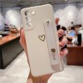 Love Heart Wristband Holder Phone Case For Samsung S24 S23 S22 S21 Plus Note 20 Ultra S20 FE A52 A72 A42 A51 A71 A73 Soft Cover.
