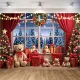 Fabric Material Photo Backdrop Artistic Printed Design Portable Size Photography Background Easy-to-Install Red Curtain Xmas. 