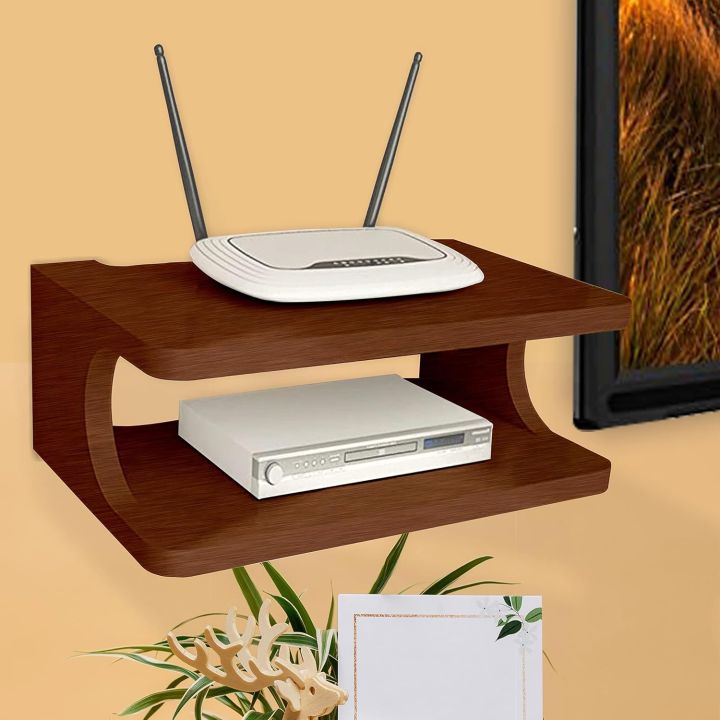 WiFi Router Holder Wooden Wall Shelves | Setup Box Stand for Home ...