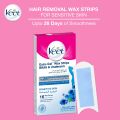 Veet Wax Strips for Bikini Line & Underarm, 16 One-Side Strips (2 Strips Patched Together X 8) & 4 Perfect Finish Wipes for Long Lasting Smoothness, Sensitive Skin, Made in France. 