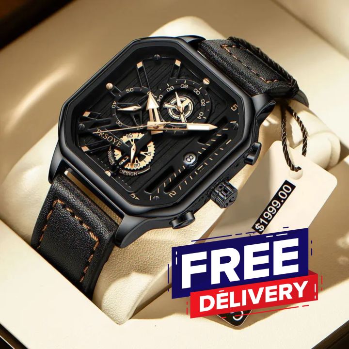 New Luxury Fashion Pu Leather Belt Wrist Watch- Watch For Men