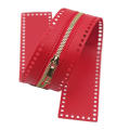55cm Universal Double-sided Leather PU Zipper Accessory Woven Bag Zipper Strip With Rope Hole Long Zipper. 
