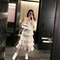 Ruffles Dress Women Spaghetti Strap Ulzzang Summer Holiday All-match Casual Loose Friend Solid Simple Ins V-neck Ladies Clothes.