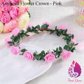 Artificial Flower Crown Wedding Bride Rose Foam Flower Headband - Pink - Hair Band - Hair Clip - Hair Band - Hair Clip - Crown. 