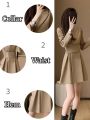 Office Lady's Long Sleeve Dresses Women Young Elegant Fashion Notched Autumn New Simple Chic High Waist Korean Version All-match. 