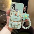 For Infinix Hot 11S X662 X622B X689F Hot 11S X6812 X6812B Hot 11S NFC Phone case 3D rabbit stereo stand electroplated soft case With bracelet. 