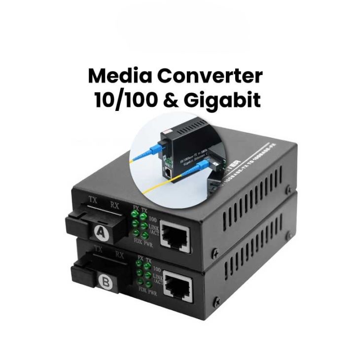 FiberNet FBN-3100A & FBN-3100B Ethernet Media Converter | 10/100Mbps | 20km Fiber Transmission Distance | Single Mode Pair | A & B Combo