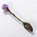 Carved Flower Crystal Stone Long Handle Coffee Spoon Teaspoon Irregular Retro Crystal Mini Ice Cream Spoon Decorative. 