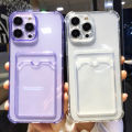 Alien Transparent Wallet Card Holder Case For iPhone 14 Pro Max 15 13 12 11 X XS XR 7 8 Plus Slot Bag Clear Shockproof Soft TPU Cover. 