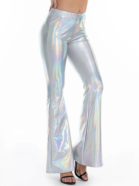 PU%20Leather%20Metallic%20Pants%20Shiny%20Holographic%20Flare%20Pants%20Women%20Girls%20Bodycon%20Elastic%20Waist%20Bell%20Bottom%20Trousers%20Clubwear%20-%20Image%207