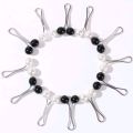 4 pcs Scarf Clip Hijab Pin Double Faux Pearls Scarf Shawl Buckle For Women (BLACK & White).