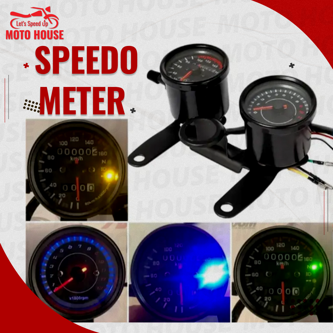 High-quality stainless-steel meter shell for durability CG125/70cc LED Backlight Speedometer Dual Odometer Electric Tachometer (RPM) Metal Body for 70cc/cg125 Motorcycles Universal Fit