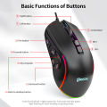 HXSJ Wired Gaming Mouse 7200DPI RGB Backlit Mouse 6 Adjustable DPI Levels/10 Programmable Buttons/Back-to-desktop Button Black. 
