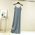 Ice Silk Suspender Skirt for Women Summer Inner Wear Bottoming Skirt Plus Size Plus Size Ladies High Waist Slim Looking Dress Loose Long Dress.