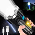 Warmtaste LED Flash light Outdoor Protable Waterproof USB Rechargeable Flash Light Home Emergency Lamp With Cob Side Light. 