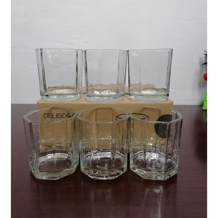 Indulge In Sophistication: Set Of 6 Elegant Water Drinking Glasses With Unique 8-Angle Design (H044)