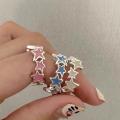 Colorful  Enamel Pink Star Rings Fashionable  For Girls  Blue  Twisted Star Open Ring Party Gifts New Fashion  Women'S Y2k Jewelry for Daily Wear  Fashion Events  Teenagers/Young Women  Party Or. 
