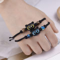 1/2Pcs Cute Cartoon Black Cat Bracelets For Couples Hand Woven Pull-out Bracelet Fashion Accessories for Girls Birthday Gift. 
