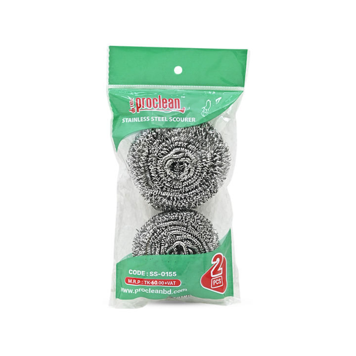 Stainless Steel Dish Scourers 6 pcs Pack 25g - Scouring Pad, Pot Scrubber, Stainless Steel Scrubber, Steel Wool Scrubber, Metal Sponge_ss-0155