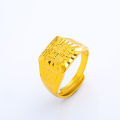【Innovative design】Small Men's Ring Auspicious Ruyi Bao Pegasus Men's Aggressive Square Open Ring Brass Vacuum Plated Gold Auspicious Ring. 