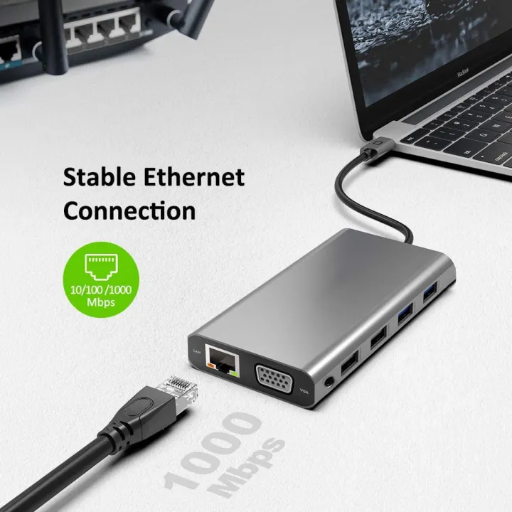 Triple%20Display%20USB%20C%20Hub%20Dual%20Monitor%20Adapter%20Laptop%20Hub%20USB%20C%20to%202%20HDMI%204K+VGA+Ethernet+100W%20PD+4USB+Audio%20for%20MacBook%20Pro%20OTG%20-%20Image%204