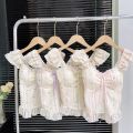 Imported Korean pure desire sweet pastoral style camisole small vest women's summer small flying sleeve floral tube top lace beautiful back free size.