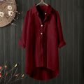 Elegant Cotton Crepe Shirt for Women – Lightweight Tunic with Collar and Button Detailing. 
