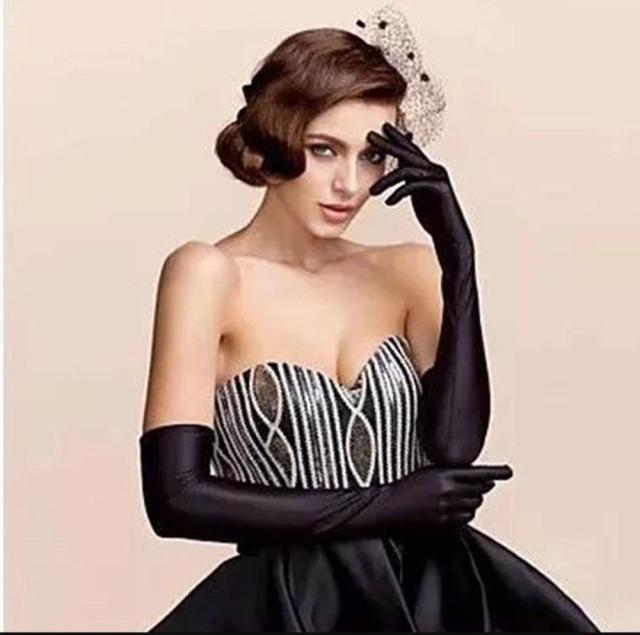 1pcs%20Cosplay%20Party%20Stage%20Performance%20Women%20Full%20Finger%20Shine%20Long%20Velvet%20Gloves%20-%20Image%202