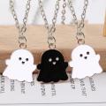 Couple Ghost Necklace-2pcs-Little Ghost Pendant Necklace-Black White - Fashion Couple Female Student Accessories. 
